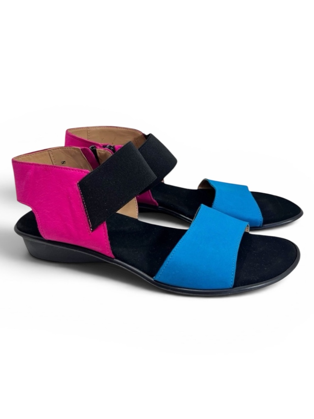 SESTO MEUCCI Eirlys Sling Back Sandals Blue Pink Soft Nubuck Italy